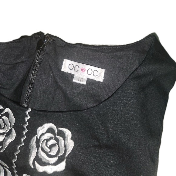 OC by OC Embellished with prominent White Rose Embroidery/Black Dress Size 10 - Picture 4 of 4